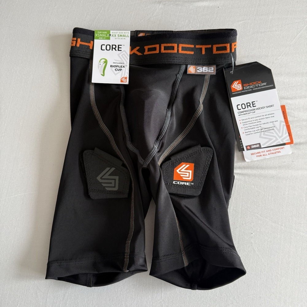Shock Doctor Core Compression Hockey Shorts Boys XXS Bioflex Cup Base Layer